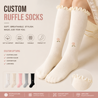 Chaussettes pour enfants personnalisées, formelles, à volants, antidérapantes, en coton mignon pour filles, douces, respirantes, tricot jacquard, OEM ODM, faible MOQ