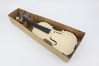 Violon de haute qualité non fini avec accessoires en ébène, violon non verni à motifs flammés