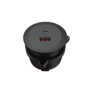 US Plug Power Grommet Embedded Min Round Desk Grommet With Type C And USB Ports For Desk And Sofa