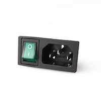 Enchufe Eléctrico LZ-14-5F+RS C14 de 3 Pines con Interruptor, Industrial, Negro, 10A, Contacto de Latón