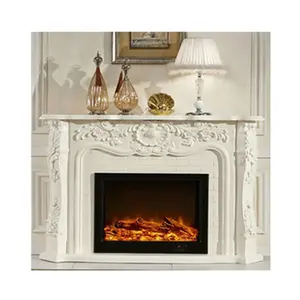 Kapalı lüks italyan mermeri Mantel şömine Surround Chimneypiece saf beyaz mermer