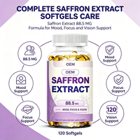 Extrait de Safran 88,5 mg – Complément Alimentaire pour l'Humeur, la Concentration et la Vision – 120 Gélules Molles