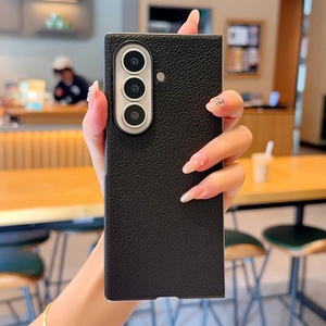 Funda rígida de cuero con diseño de lichi negro, anticaídas, para Samsung <span class=keywords><strong>Galaxy</strong></span> zfold8ultra zfold7 zfold6 zfold5 <span class=keywords><strong>zfold4</strong></span> w26 w24 - Product Image 3