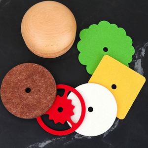 Creative Hamburger Wooden Coaster Non-Slip Felt Layer Cup <b>Mat</b> for Kitchen <b>Bar</b> - Product Image 6
