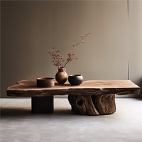 Table basse en bois massif de camphre de style Wabi-sabi vintage pour salon, personnalisable, meubles anciens pour la maison