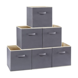 Household 4 Pack Closet Organizer <b>Basket</b> <b>Cube</b> Box Foldable Fabric Storage Bin for Clothes - Product Image 1