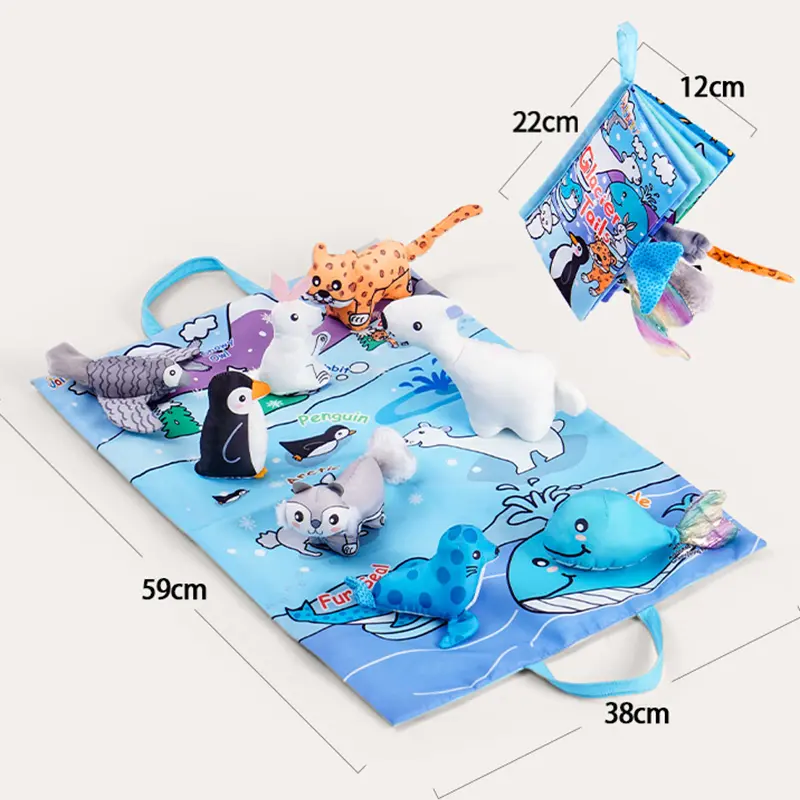 للبيع بالجملة محشوة تعليم حيوانات المحيط حصيرة لعب قماش ناعمة ألعاب للأطفال كتاب قماش ثلاثي الأبعاد