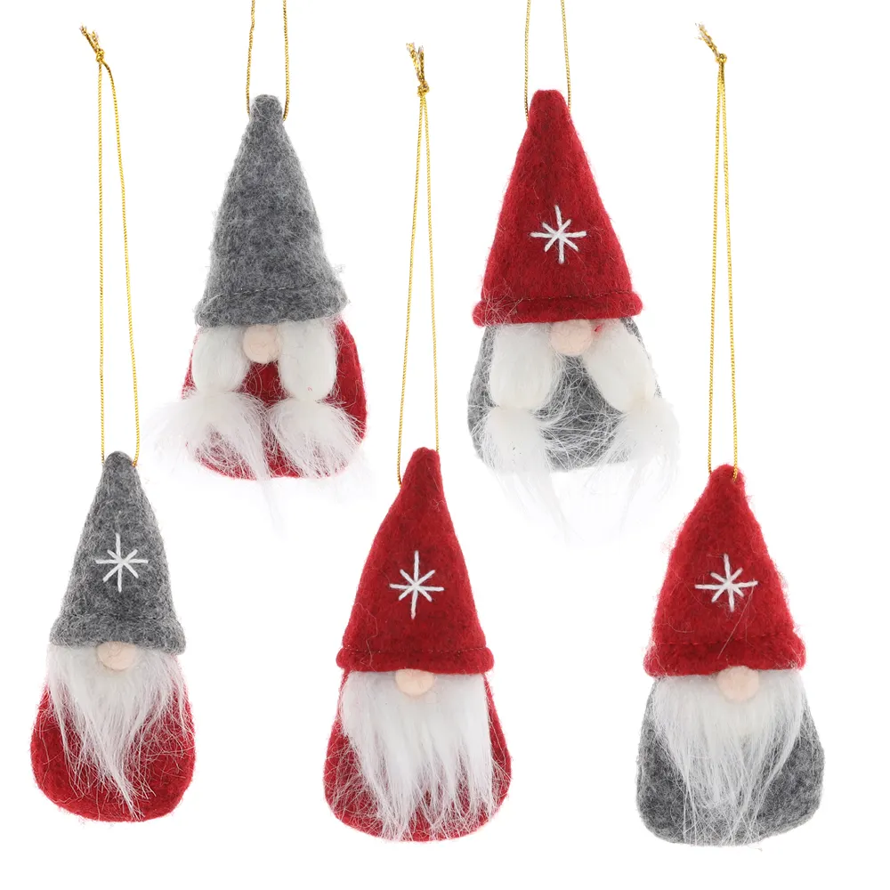 Hot Sale Mini Gnome Christmas Plush Ornaments Set Xmas Tree Hanging Decorations Gnome