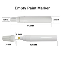 Stylo marqueur à encre permanente grande capacité en aluminium pour papier, pointe pinceau oblique, corps de stylo rechargeable vide