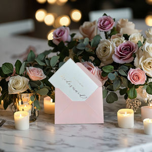 Carte de visite personnalisée en feuille d'or rose, invitation de mariage de luxe, enveloppe en kraft, rose pour carte, carte de remerciement, <span class=keywords><strong>impression</strong></span> de carte postale - Product Image 2