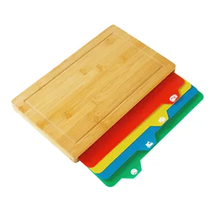 Food Safety Plastic Cutting Board 3 in 1 Multi-function Bamboo Cutting Board Chopping Blocks Set