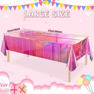 Nappes en plastique irisées brillantes jetables, nappes rectangulaires laser, nappes holographiques, fournitures pour anniversaires - Product Image 4
