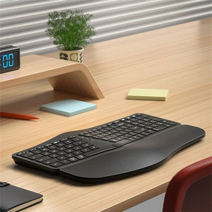 Clavier ergonomique rétroéclairé par LED blanches, à touches à ciseaux, réparti, sans fil 2.4G, avec repose-poignets, rechargeable, Plug & Play pour PC/ordinateur portable - Product Image 2
