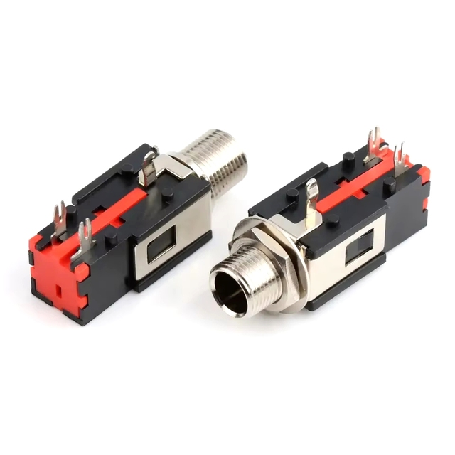 ZYSY 6.35mm Mono Female Socket PCB 1/4" Jack Panel Mount Stereo Audio Connector
