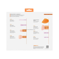 0089 Real Technique Kit de voyage 4-en-1 personnalisé pour maquillage naturel avec paillettes liquides, pinceaux et éponges, vente en gros avec logo
