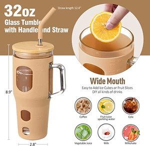 Tầm Nhìn Thương Hiệu Nhà Máy Nóng Bán 2025 Bong Bóng Trà Cup Tùy Chỉnh Màu Sắc 32Oz Nước Trái Cây Thủy Tinh Rơm Cup Silicone Tay Áo Tái Sử Dụng - Product Image 4