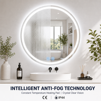 Miroir de salle de bain Joystar 60*60cm IP44 à LED avec interrupteur tactile, éclairage LED intégré, écologique, 2 crochets pour hôtels, appartements et toilettes