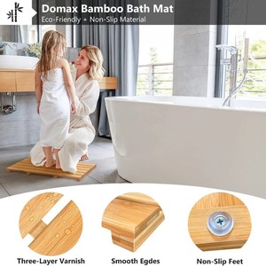 Tapis de salle de bain en bambou rectangulaire antidérapant, tapis de douche en bois, design moderne, motif rayé Ky719 - Product Image 5