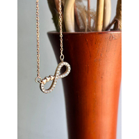 Collar de compromiso y boda de oro de 14 quilates con diamante cultivado en laboratorio, diseño de corazón infinito, moderno.