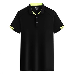 <b>Polo</b> Shirt Solid Color Polyester Fiber Contrast Trim Short Sleeve Daily Wear - Product Image 3