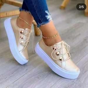 2025 Women's Sneakers Flat <strong>Heels</strong> <strong>Round</strong> <strong>Toe</strong> PU Autumn Summer Thick Bottom Sneaker Running Sports Shoes Fashion Casual Outdoor - Product Image 4