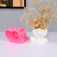 Moule en Silicone Décoration Maison pour Plâtre et Ciment : Vase Visage Nordique, Pot à Crayons, Pots de Fleurs et Jardinières