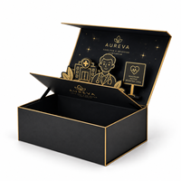 Boîte cadeau 3D de luxe, noire et dorée, emballage rigide pour cadeaux de santé, souvenirs médicaux et cadeaux d'affaires