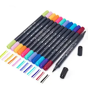 Dual Tip Brush multi Colors Painting Pens, Watercolor Double Tip Art Marker brush pen stationery set