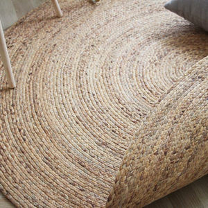 พรมผ้าฝ้ายผักตบชวาถักด้วยมือสไตล์ตะวันออกทรงกลมตกแต่งบ้านตามธรรมชาติจากบังคลาเทศ - Product Image 2
