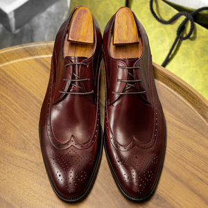 Zapatos Oxford de Vestir Formales de Cuero Genuino para Hombre, con Cordones y Punta Puntiaguda, Color Sólido, para Todas las Temporadas, Envío Directo - Product Image 2