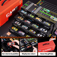Boîte de rangement pliable pour bagages et marchandises, ensemble de 48 voitures miniatures en métal moulé sous pression, circuit de course unisexe, conteneur de transport en tôle