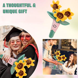 Elegante Bouquet di Peluche a Forma di Girasole, Giocattoli Imbottiti a Forma di Pianta e Fiore per Regali di Laurea, Simpatica Bambola Girasole Personalizzabile - Product Image 3