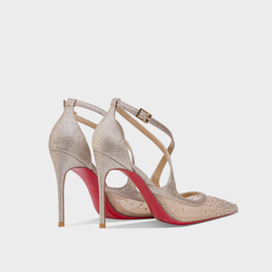 Nouvelle collection été 2026 : Sandales à talon aiguille en maille unie ornée de strass, style européen et américain, bout pointu, bride à boucle, semelle extérieure en caoutchouc - Product Image 4