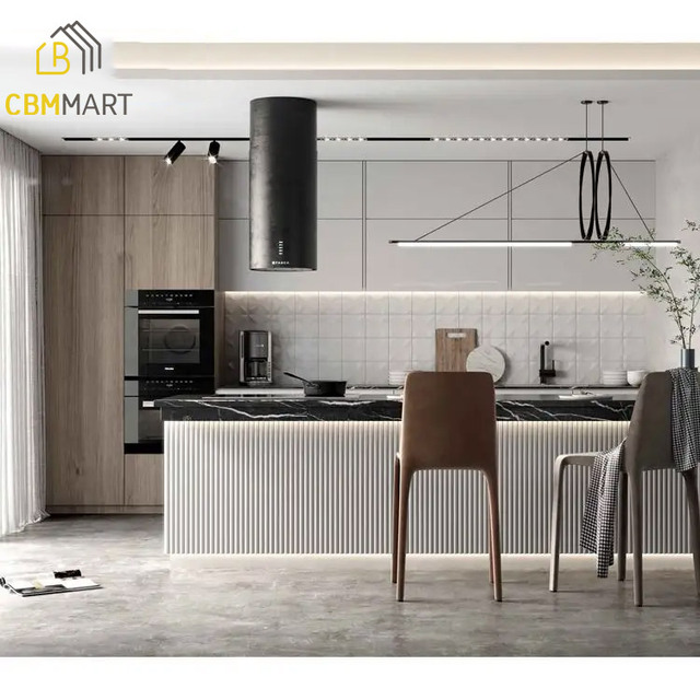 2025 Smart Home and Kitchen Customized Modern Storage Furniture Shaker Fluted Kitchen Cabinets