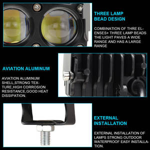 Feux antibrouillard pour moto super lumineux à 3 lentilles, 30 W, 12 V, jaunes et blancs, projecteur auxiliaire LED, mini phare de conduite - Product Image 3
