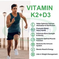 Capsules molles OEM Halal Vitamine D3 et K2 MK7 pour la santé osseuse et immunitaire, 50000 UI, 2-en-1 Vitamine D3 K2 en gélules souples