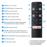 Télécommande vocale de remplacement RC802V FNR1 pour téléviseurs intelligents TCL Android TV 4K UHD avec boutons N-fli Y-Tub, pile AAA, portée de 10 m