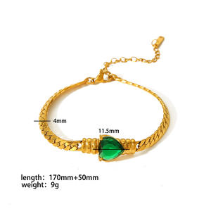 Cinta romantis cahaya zirkon warna-warni mewah gelang mode canggih Set perhiasan baja tahan karat berlapis emas 18K untuk wanita - Product Image 2