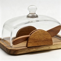 Plateau à beurre rectangulaire en verre, plat à fromage avec couvercle et couteau, sans BPA et portable, boîte à gâteau et dessert pour la cuisine, marque Zhaohai