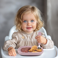 Vaisselle avec logo personnalisé pour tout-petits, assiette à manger en silicone à aspiration sûre, vaisselle d'entraînement, bols d'alimentation solides et mignons pour enfants pendant plus de 6 mois
