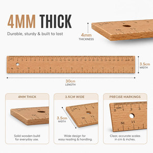 <span class=keywords><strong>Regla</strong></span> de <span class=keywords><strong>Madera</strong></span> Personalizada SINOART de 30cm/40cm, <span class=keywords><strong>Madera</strong></span> de Haya, 4mm de Grosor, 3.5cm de Ancho, para <span class=keywords><strong>Costura</strong></span>, Sastrería, Medición y Dibujo - Product Image 4