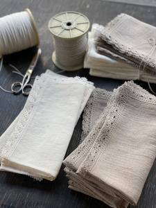 <span class=keywords><strong>100</strong></span>% fransız keten rustik peçeteler keten dantel peçeteler Shabby Chic Vintage stil LOGO doğal beyaz makine yıkanabilir özelleştirmek - Product Image 6