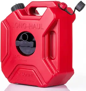 5L 1.3 Gallon Plastic Jug Backup Storage Can with Spout and Mounting Bracket Lock for Car Truck Red