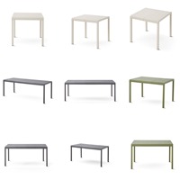 Table basse carrée moderne en plastique résistant aux intempéries, table de jardin en métal couleur vive, table de bistrot anti-rouille pour l'extérieur