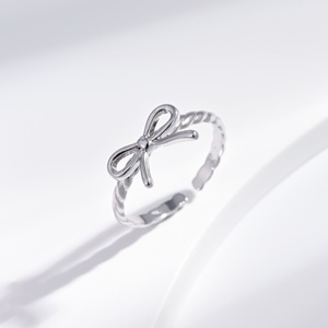 high quality plata 925 sterling <b>Silver</b> round hip hop <b>ring</b> stackable marriage summer 18k gold cheap bow <b>adjustable</b> finger <b>rings</b> - Product Image 2