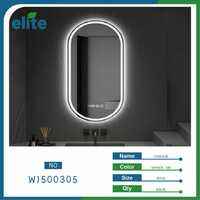 Espejo de baño LED moderno, diseño Art Deco elegante, iluminación ajustable, vidrio, sin marco, Cuadrado ovalado, enmarcado para decoración de estar - Product Image 1