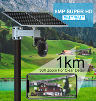 Caméra PTZ solaire TecDeft 8MP avec zoom optique 30x, vision nocturne, WiFi 4G LTE, audio bidirectionnel, détection de mouvement et alarme de surveillance