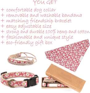 Collar de corbata de perro desmontable de doble capa con margarita de estilo retro con pulsera de propietario - Product Image 4