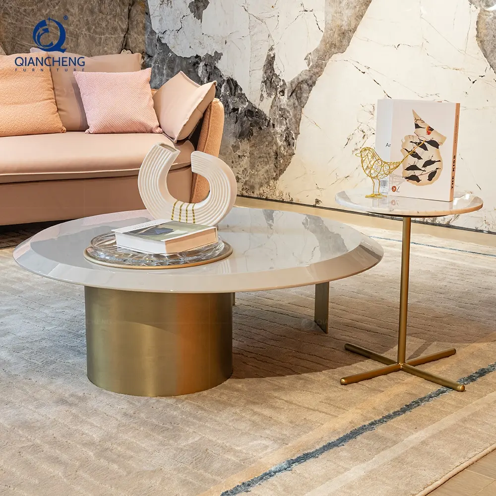 北欧のシンプルで豪華なコーヒーテーブルセットモダンなデザイナーセンターテーブル小さな家族の家のリビングルーム丸いコーヒーテーブルセット