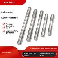 304 Stainless Steel Coated Double-headed Bolts Studs Screws GB901 Standard Full-thread Connecting Rods